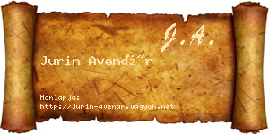 Jurin Avenár névjegykártya